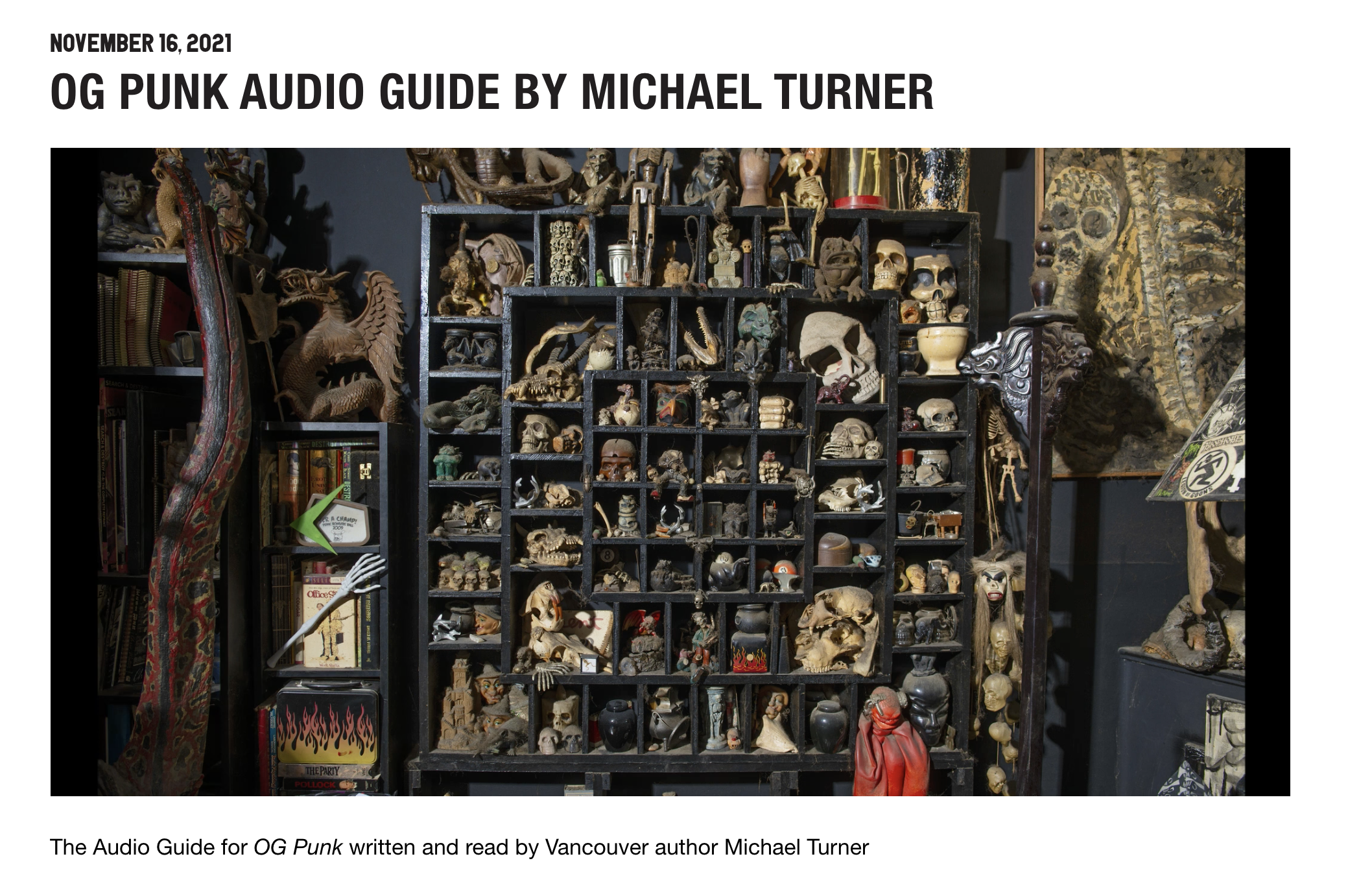 OG punk exhibition Vancouver Polygon Gallery Audio by Author Michael Turner